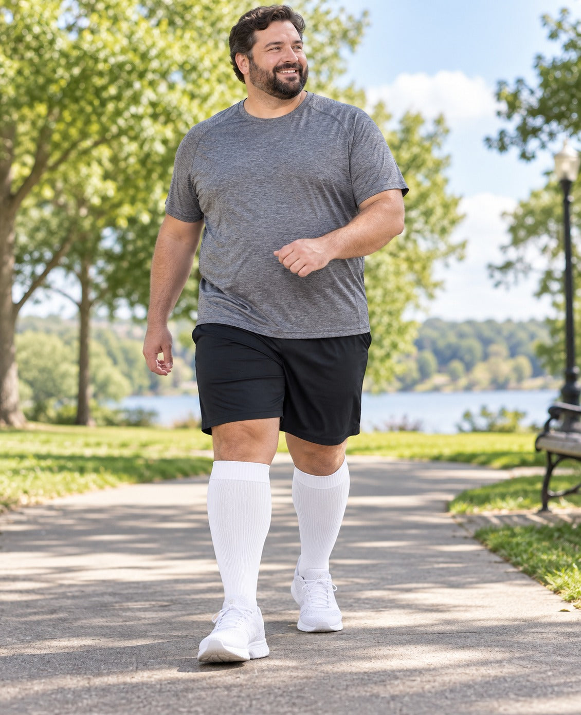 Plus Size Wide Calf Compression Socks 3 Pair Bundle - Black White Nude Mix plus size male model sport scene