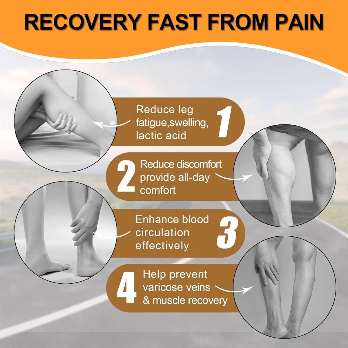 Plus Size Wide Calf Compression Socks 3 Pair Bundle - Green Dot Neutral compression feature detail 1