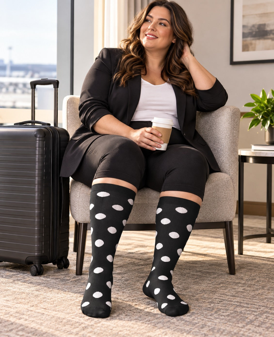 Plus Size Wide Calf Compression Socks 3 Pair Bundle - Heart Stripe Dot Mix plus size male model sport scene