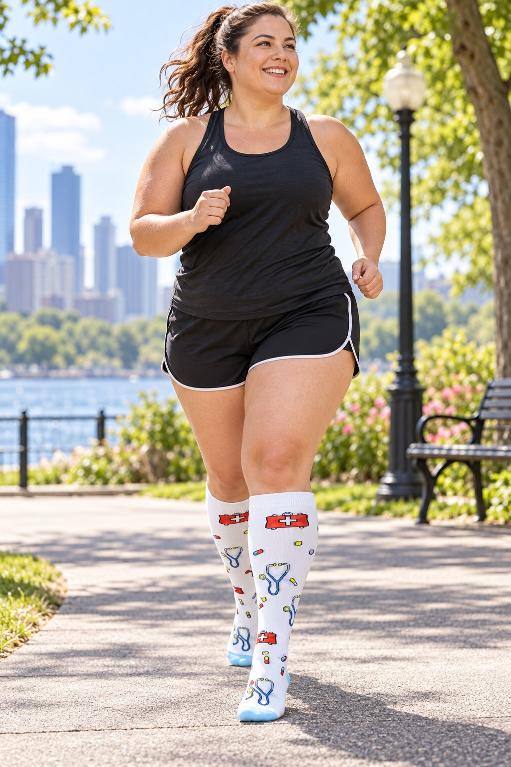 Plus Size Wide Calf Compression Socks 8 Pair Bundle - Pattern Set 01 plus size wide calf model scene 1