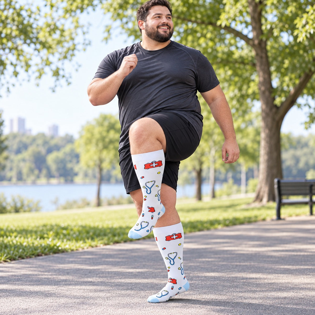 Plus Size Wide Calf Compression Socks 8 Pair Bundle - Pattern Set 01 plus size wide calf model scene 2