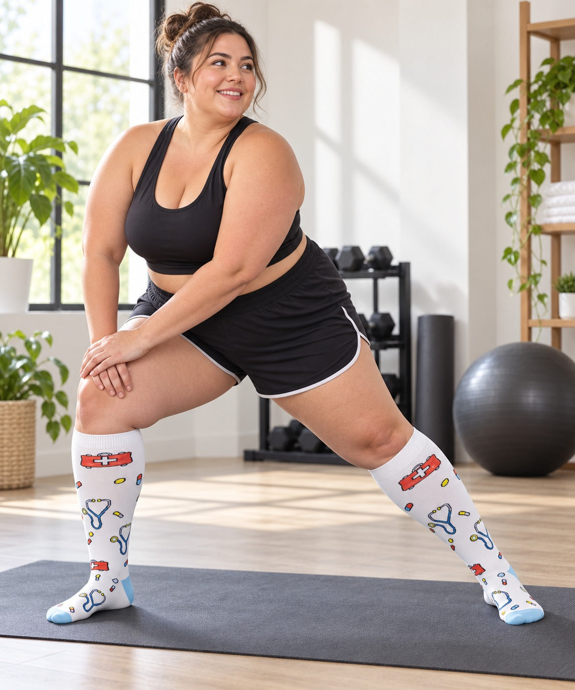 Plus Size Wide Calf Compression Socks 8 Pair Bundle - Pattern Set 01 plus size wide calf model scene 3