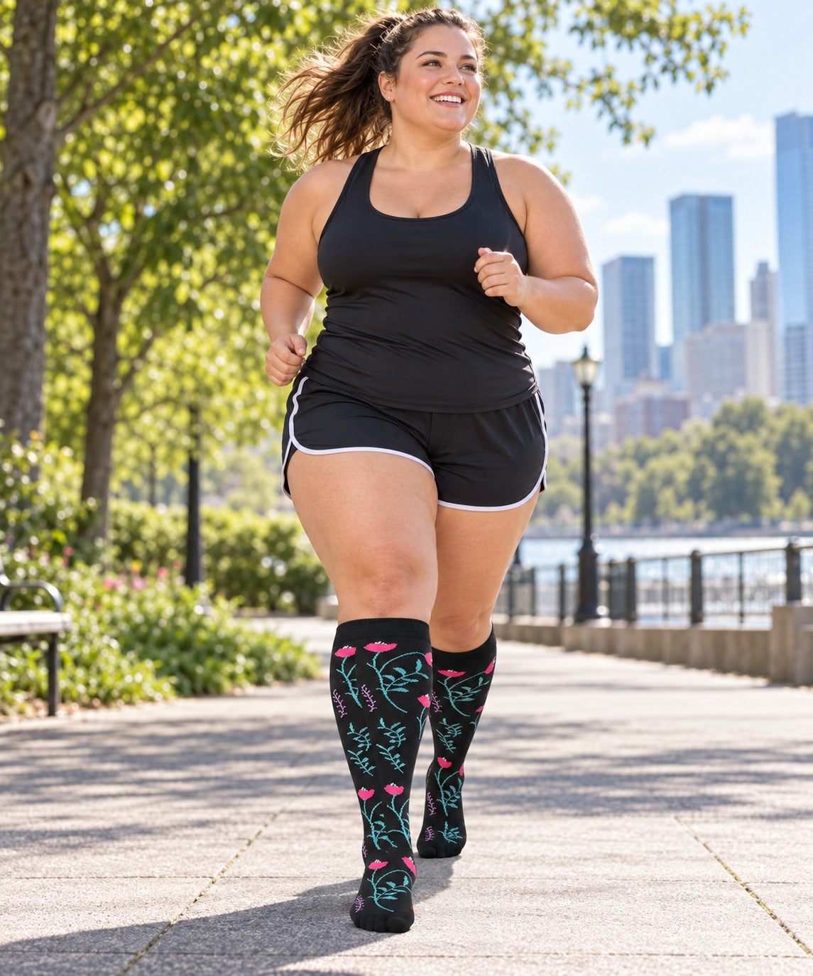 Plus Size Wide Calf Compression Socks 8 Pair Bundle - Pattern Set 02 plus size wide calf model scene 1