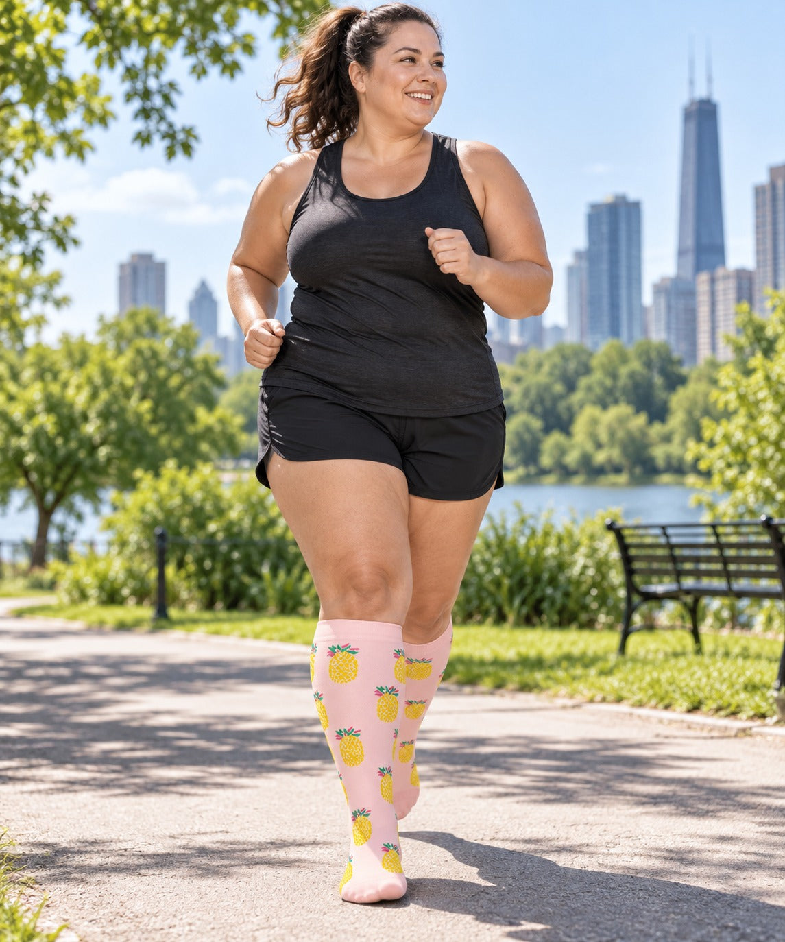 Plus Size Wide Calf Compression Socks 8 Pair Bundle - Pattern Set 03 plus size wide calf model scene 1