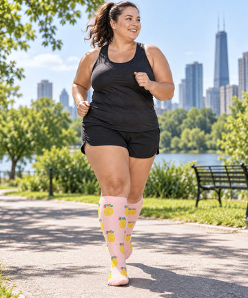 Plus Size Wide Calf Compression Socks 8 Pair Bundle - Pattern Set 03 plus size wide calf model scene 1