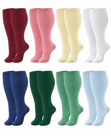 Plus Size Wide Calf Compression Socks 8 Pair Bundle - Pattern Set 04 plus size wide calf 8 pair bundle hero