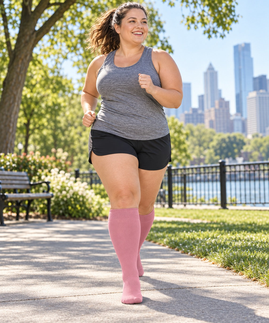 Plus Size Wide Calf Compression Socks 8 Pair Bundle - Pattern Set 04 plus size wide calf model scene 1