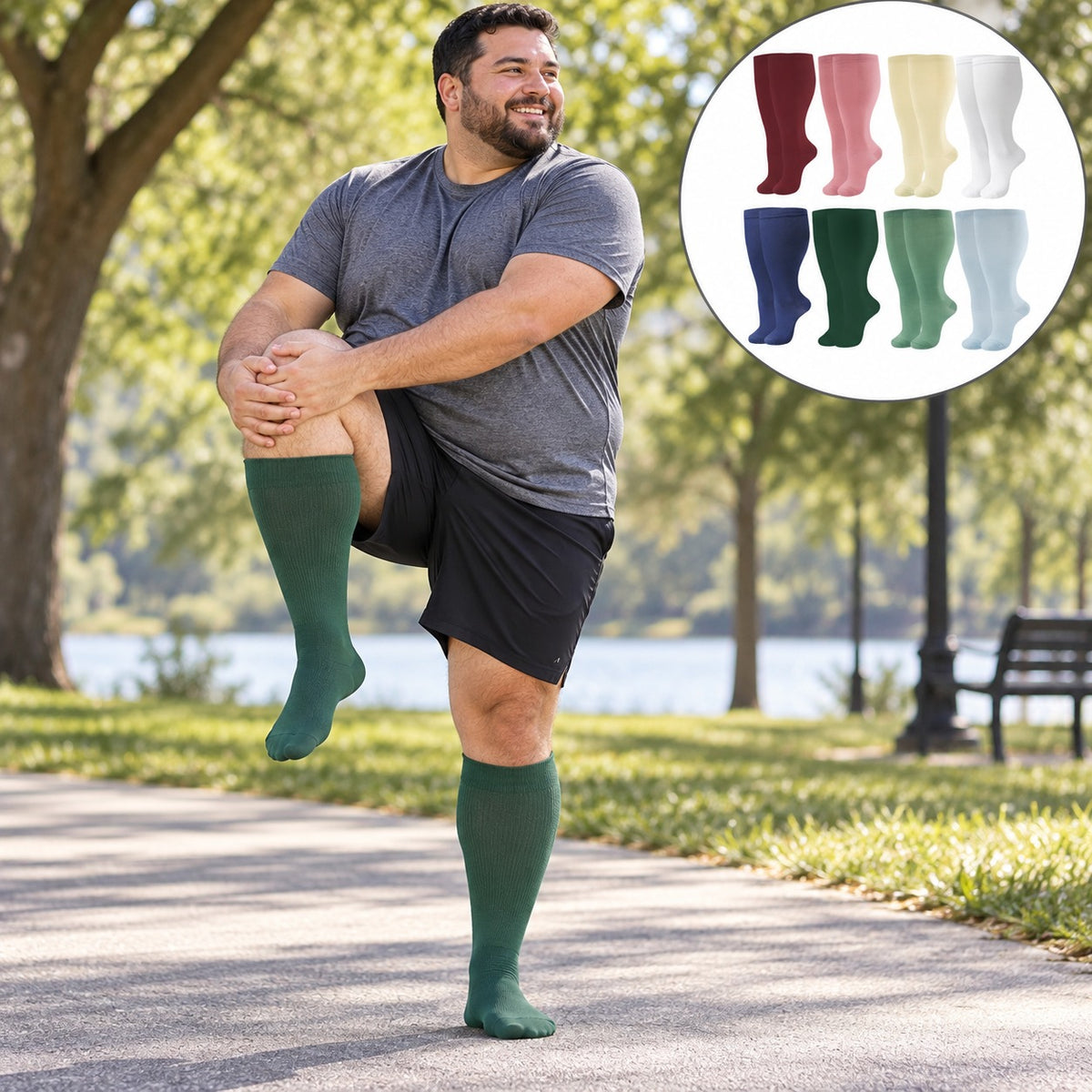 Plus Size Wide Calf Compression Socks 8 Pair Bundle - Pattern Set 04 plus size wide calf model scene 2