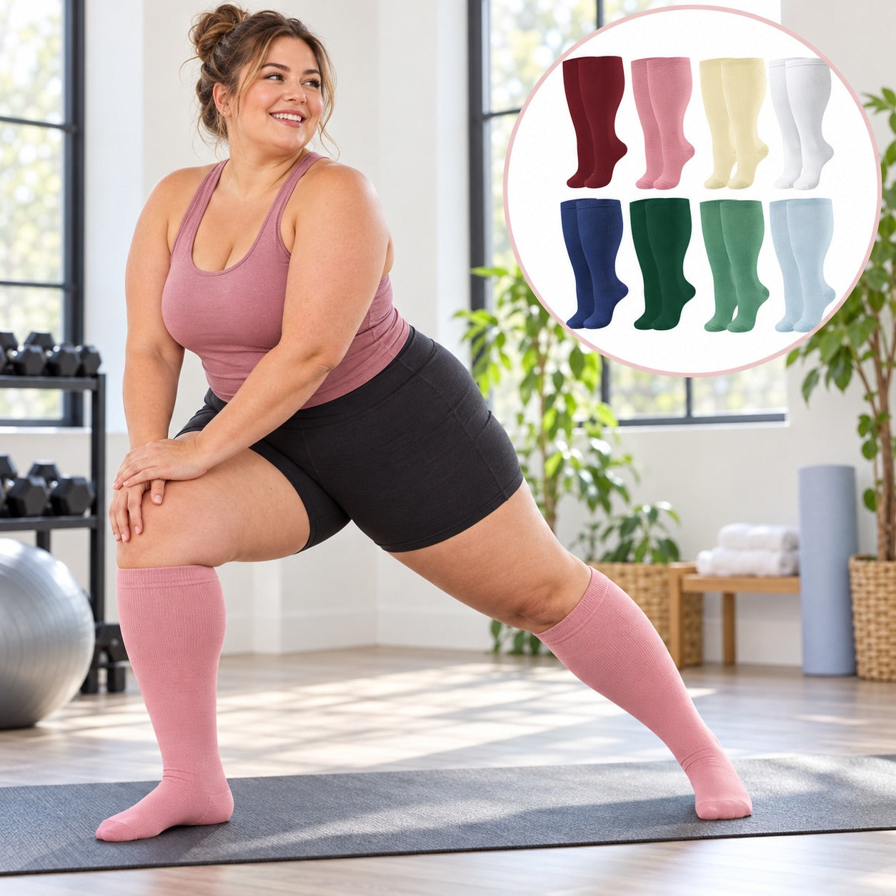 Plus Size Wide Calf Compression Socks 8 Pair Bundle - Pattern Set 04 plus size wide calf model scene 3