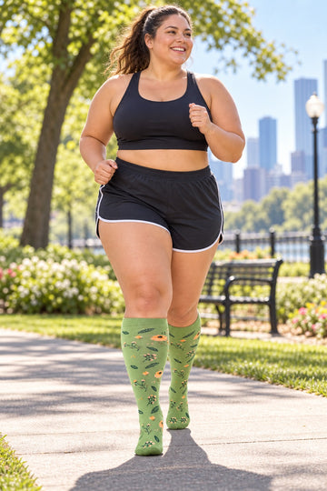 Plus Size Wide Calf Compression Socks 8 Pair Bundle - Pattern Set 05 plus size wide calf model scene 1