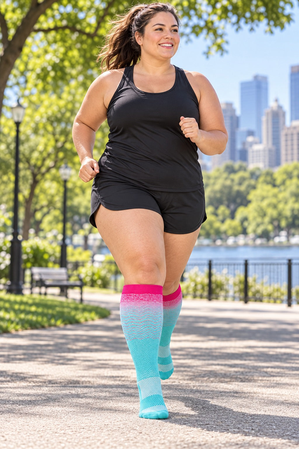 Plus Size Wide Calf Compression Socks 8 Pair Bundle - Pattern Set 07 plus size wide calf model scene 1