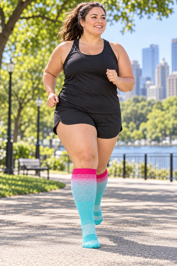 Plus Size Wide Calf Compression Socks 8 Pair Bundle - Pattern Set 07 plus size wide calf model scene 1