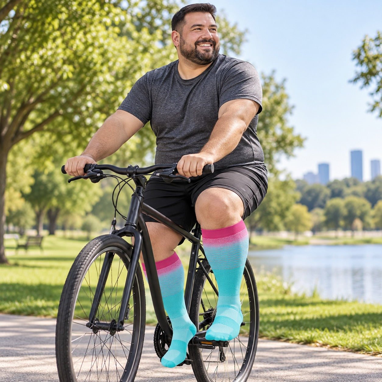 Plus Size Wide Calf Compression Socks 8 Pair Bundle - Pattern Set 07 plus size wide calf model scene 2