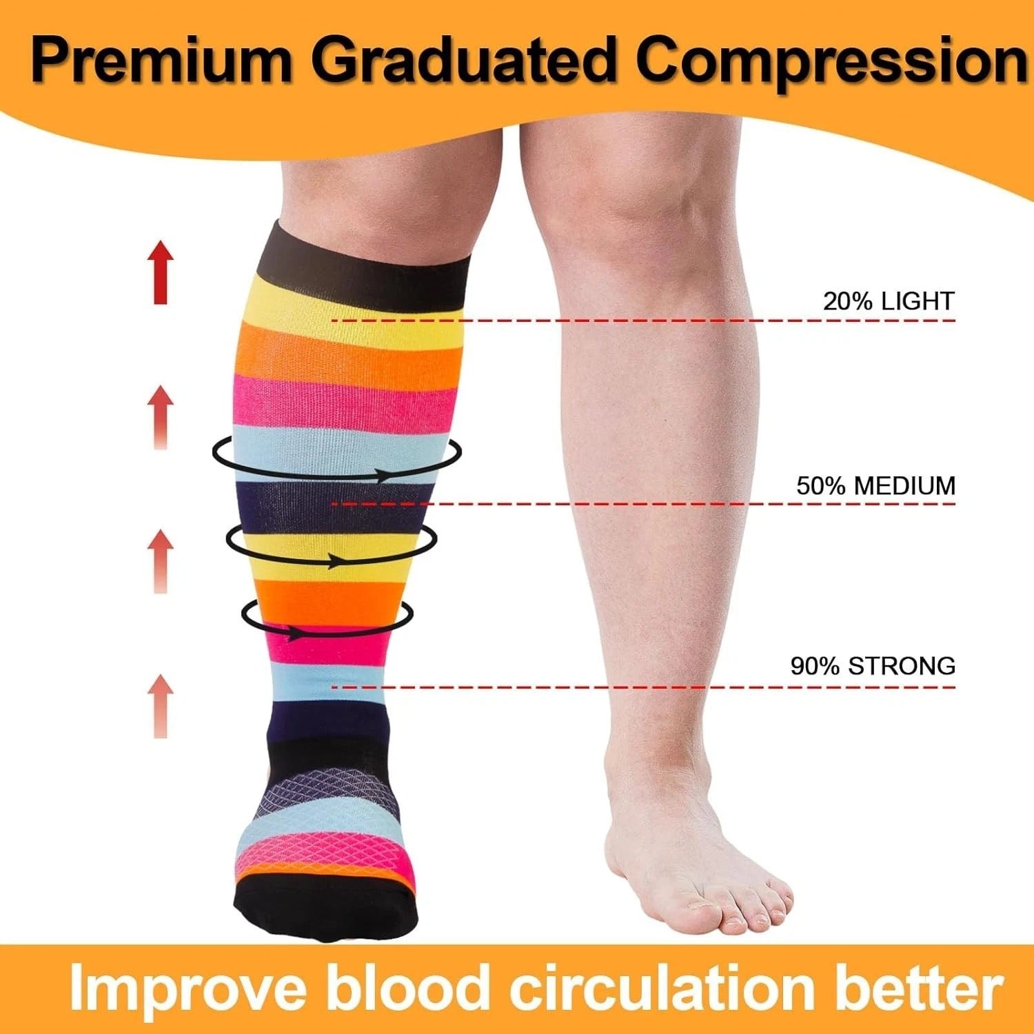 Plus Size Wide Calf Compression Socks 8 Pair Bundle - Pattern Set 08 compression socks feature image 1