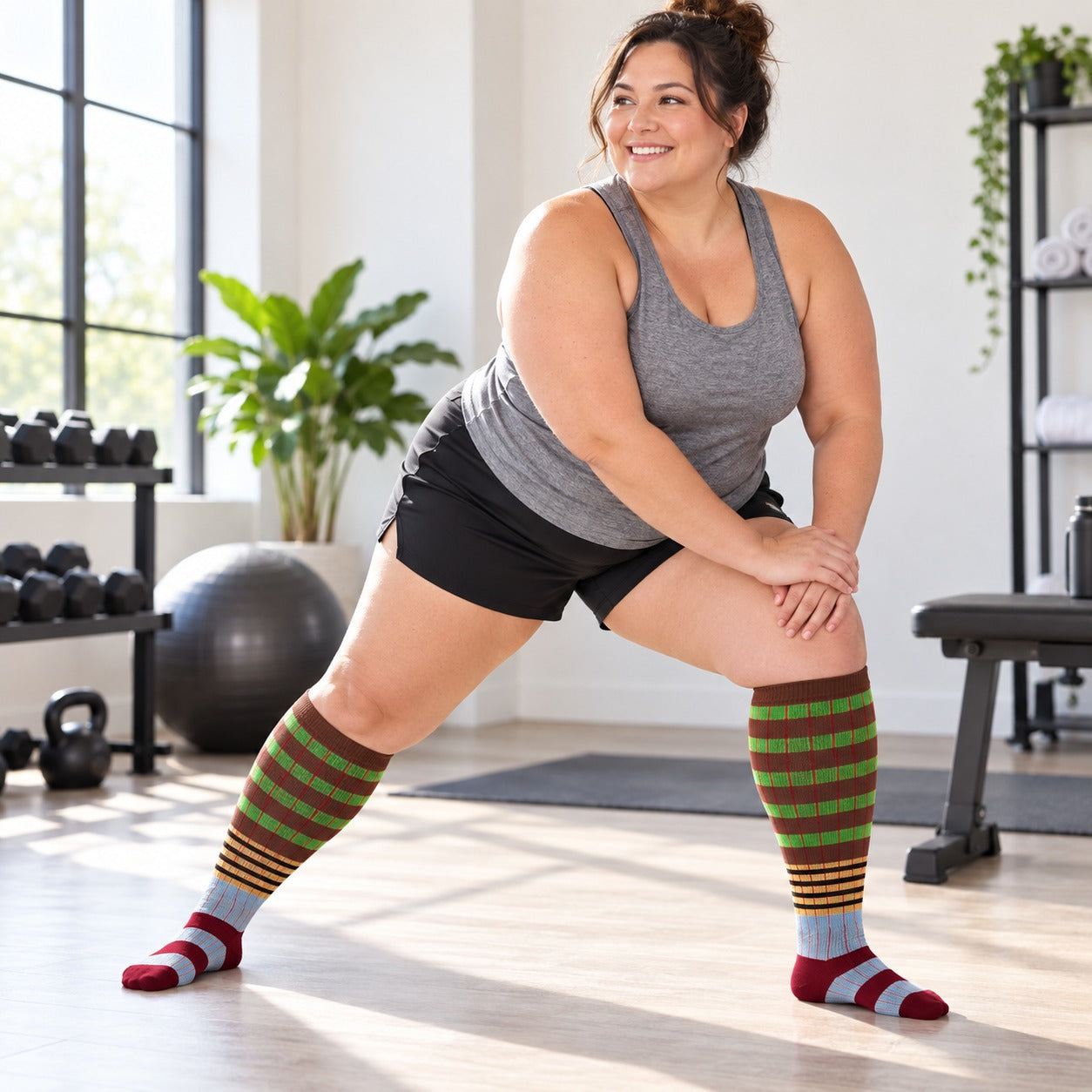 Plus Size Wide Calf Compression Socks 8 Pair Bundle - Pattern Set 08 plus size wide calf model scene 3