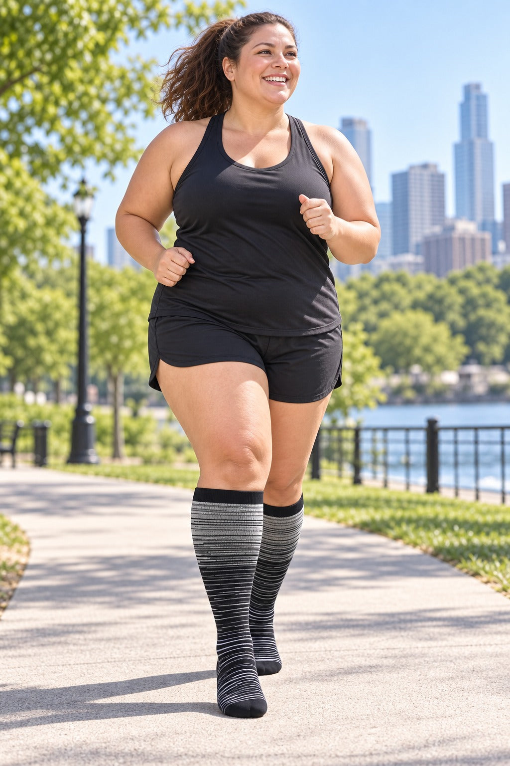 Plus Size Wide Calf Compression Socks 8 Pair Bundle - Pattern Set 09 plus size wide calf model scene 1