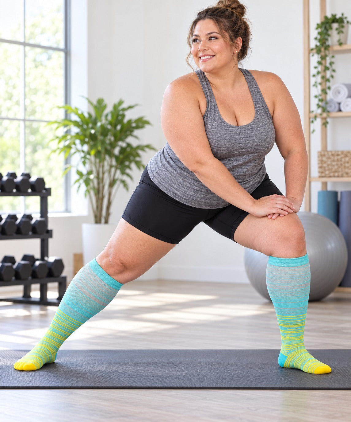 Plus Size Wide Calf Compression Socks 8 Pair Bundle - Pattern Set 09 plus size wide calf model scene 3
