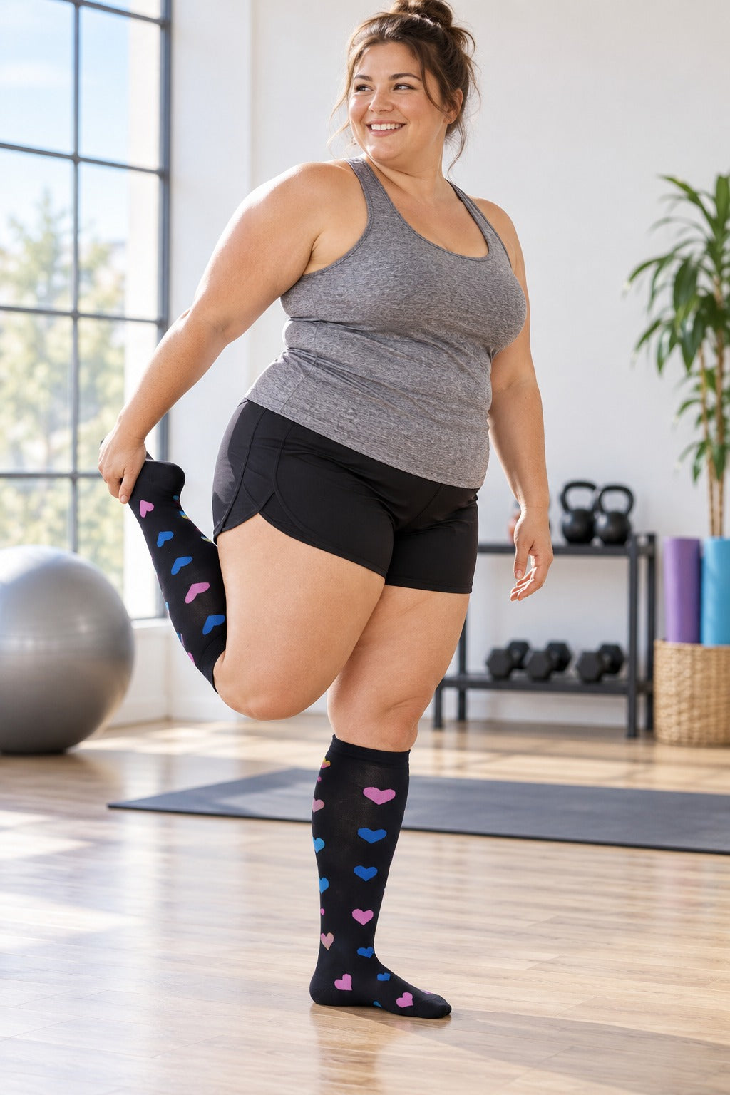 Plus Size Wide Calf Compression Socks 8 Pair Bundle - Pattern Set 10 plus size wide calf model scene 3
