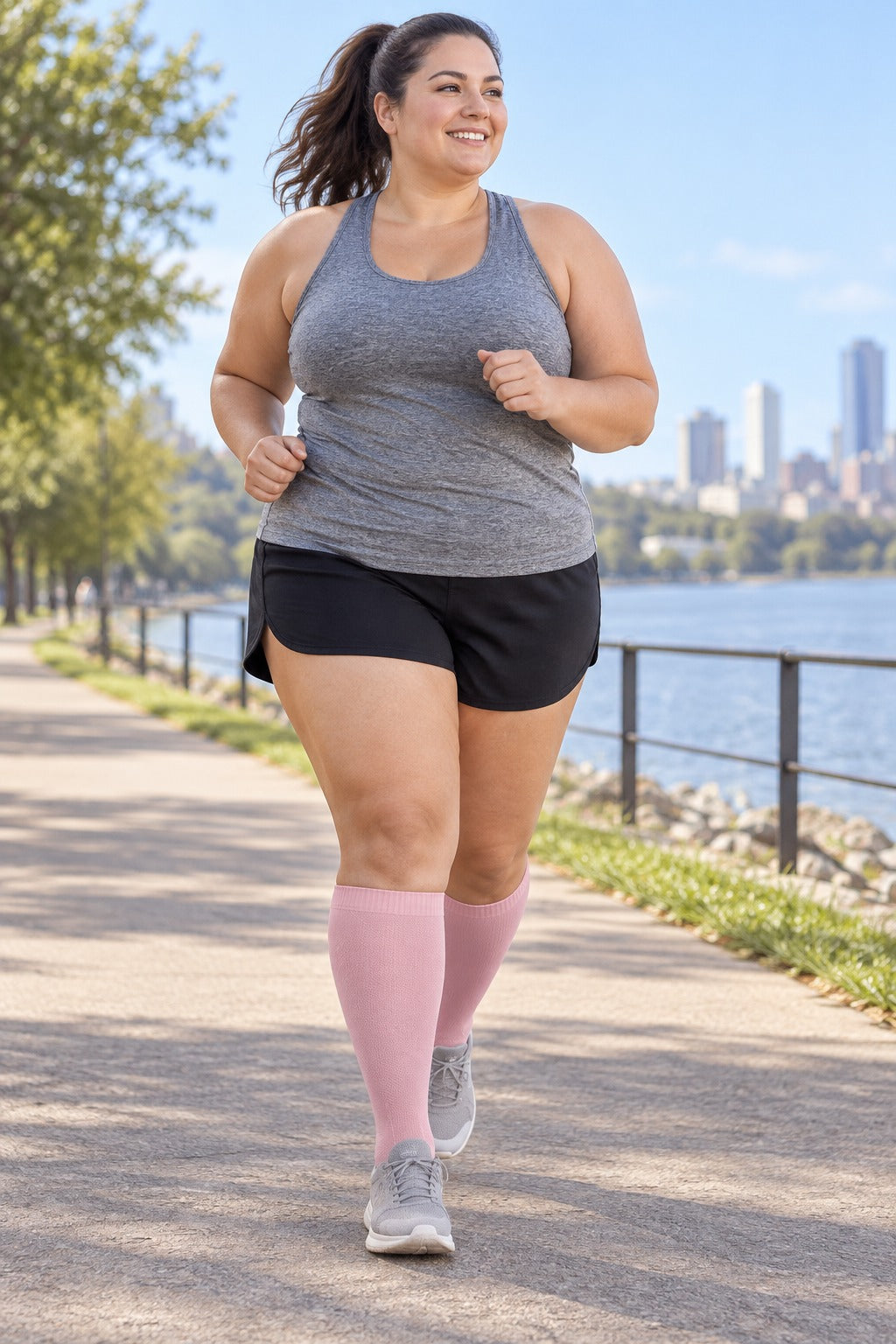 Plus Size Wide Calf Compression Socks 8 Pair Bundle - Pattern Set 11 plus size wide calf model scene 1