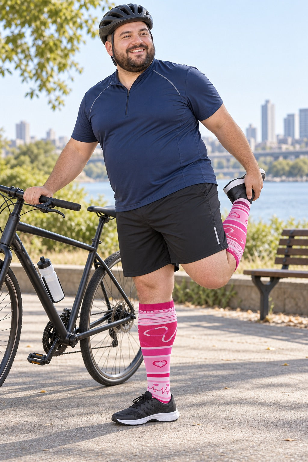 Plus Size Wide Calf Compression Socks 8 Pair Bundle - Pattern Set 12 plus size wide calf model scene 2