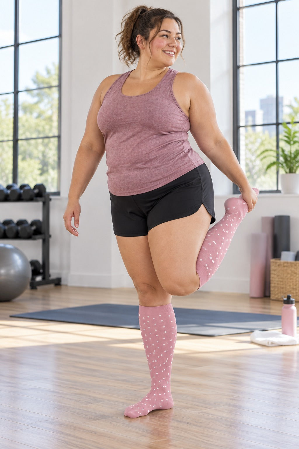 Plus Size Wide Calf Compression Socks 8 Pair Bundle - Pattern Set 12 plus size wide calf model scene 3