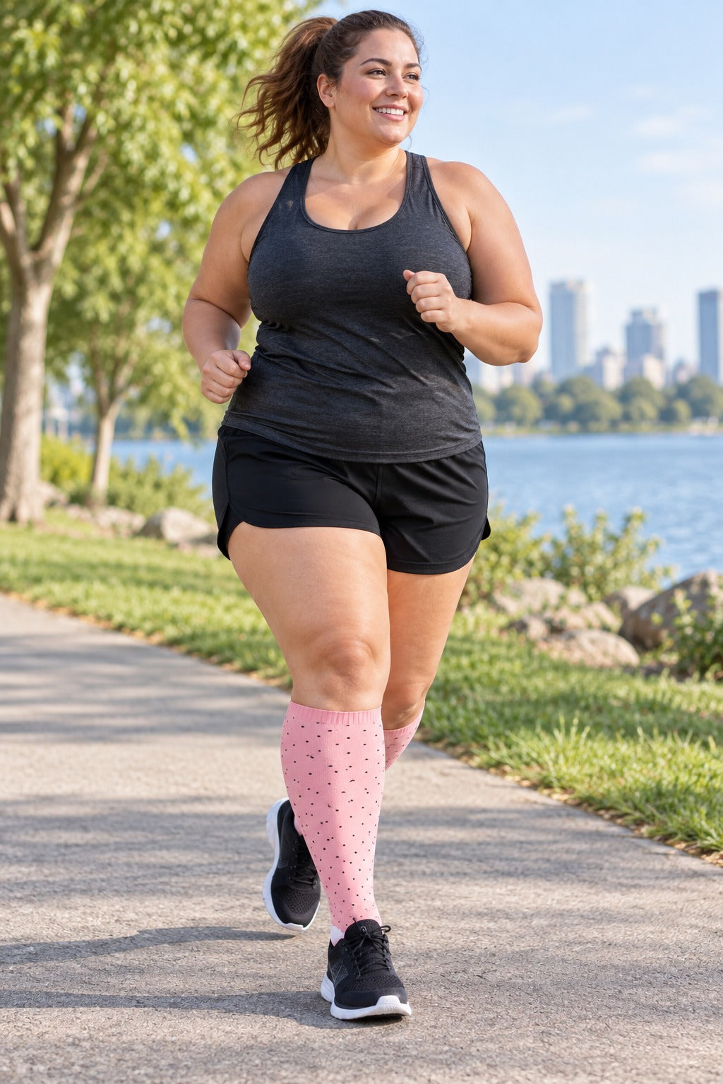 Plus Size Wide Calf Compression Socks 8 Pair Bundle - Pattern Set 13 plus size wide calf model scene 1