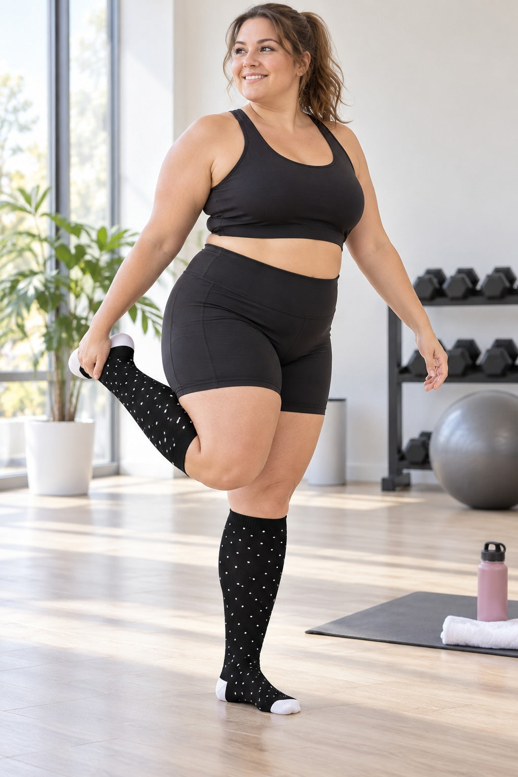 Plus Size Wide Calf Compression Socks 8 Pair Bundle - Pattern Set 13 plus size wide calf model scene 3