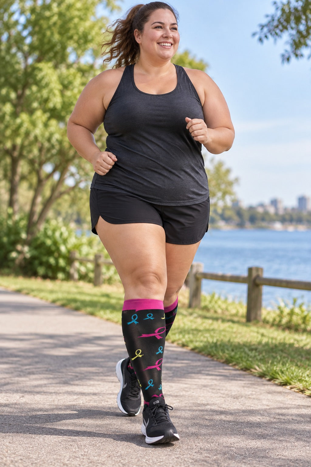 Plus Size Wide Calf Compression Socks 8 Pair Bundle - Pattern Set 14 plus size wide calf model scene 1