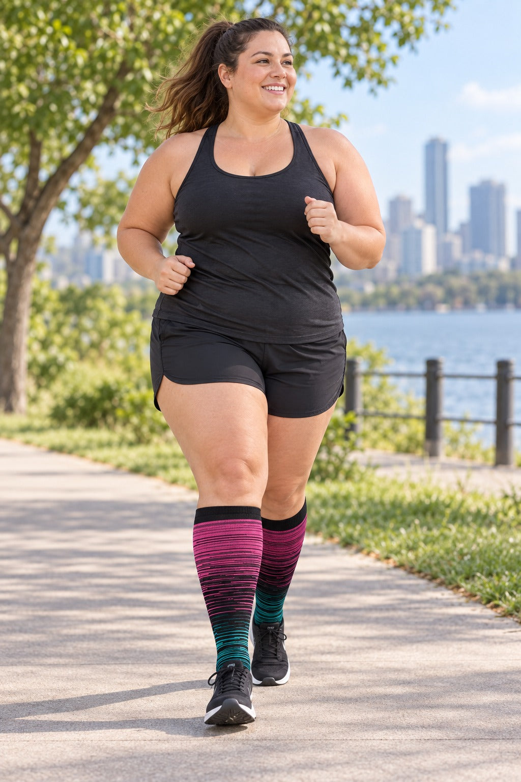 Plus Size Wide Calf Compression Socks 8 Pair Bundle - Pattern Set 16 plus size wide calf model scene 1