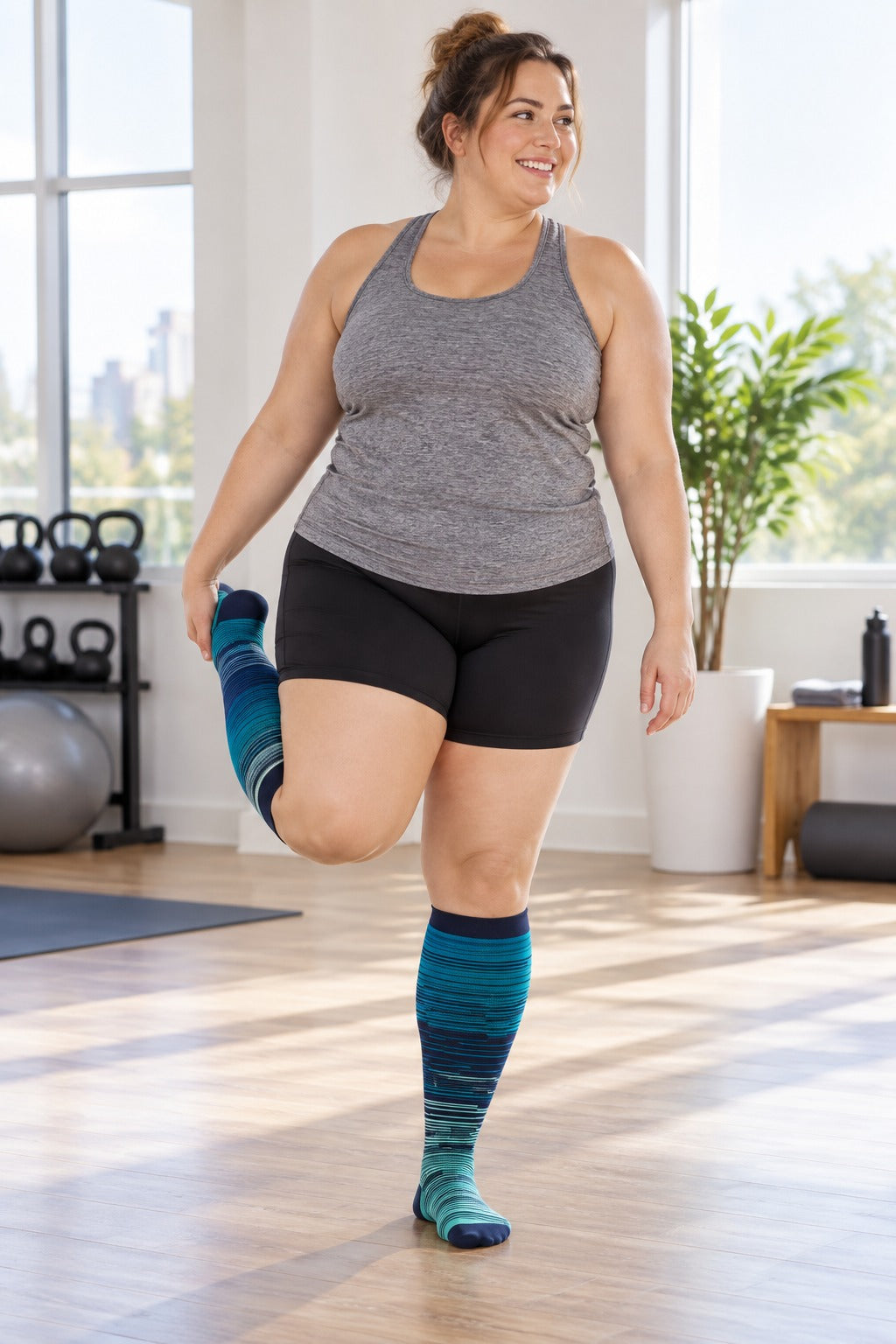 Plus Size Wide Calf Compression Socks 8 Pair Bundle - Pattern Set 17 plus size wide calf model scene 3