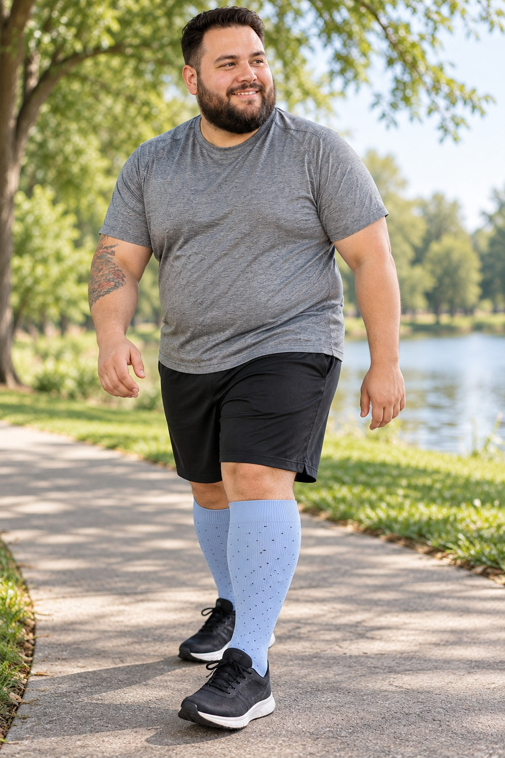 Plus Size Wide Calf Compression Socks Polka Dot(3 Pairs) male sport lifestyle model