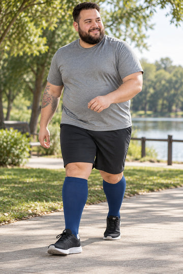 Plus Size Wide Calf Compression Socks Solid Color(3 Pairs) male sport lifestyle model
