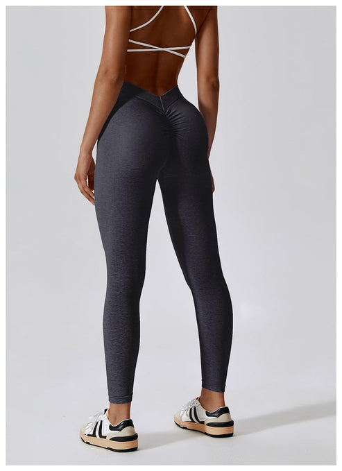 Black Brazilian Scrunch Leggings with V Back