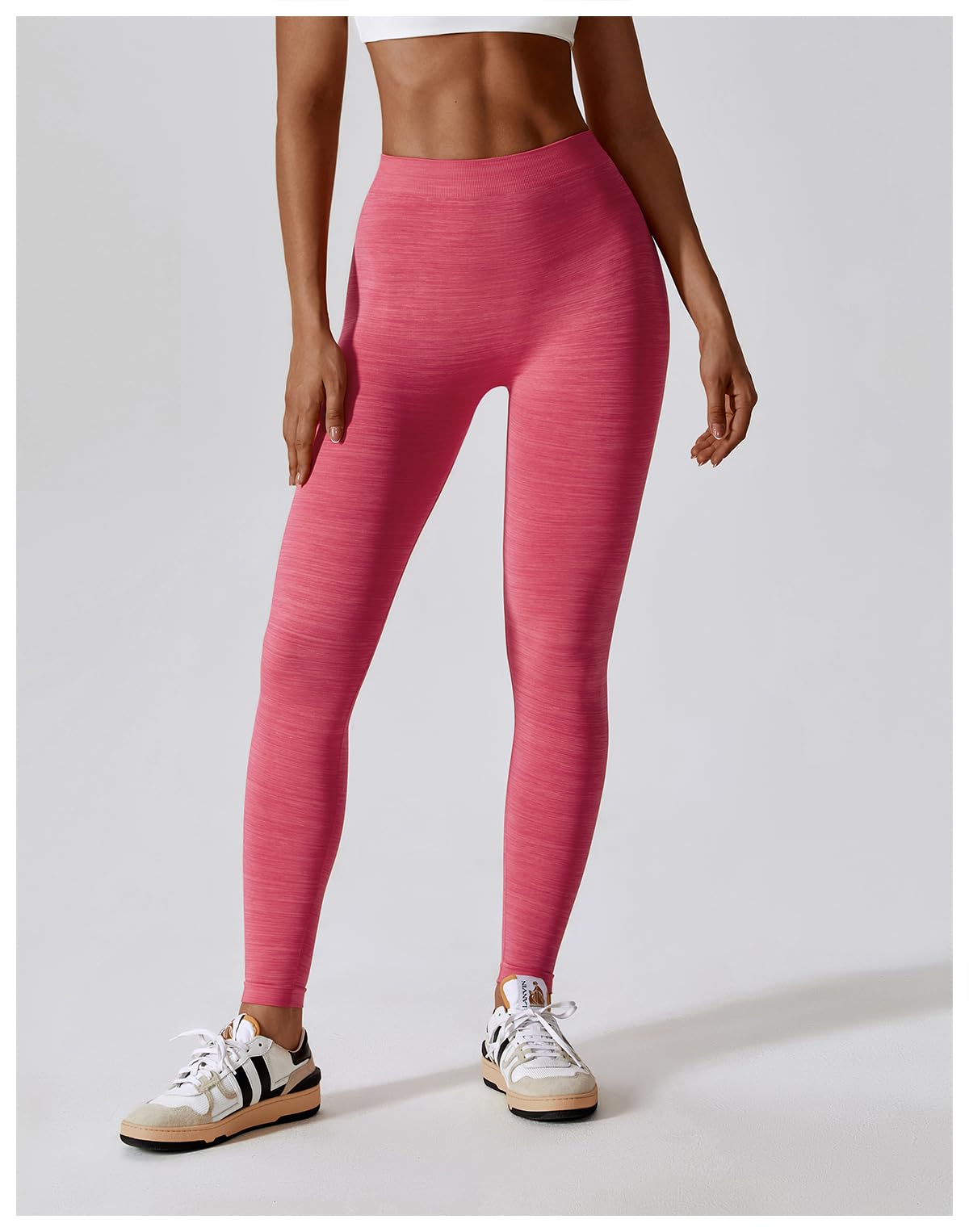 Seamless Scrunch Butt Lifting V Back Leggings - Pink - Moon Wood