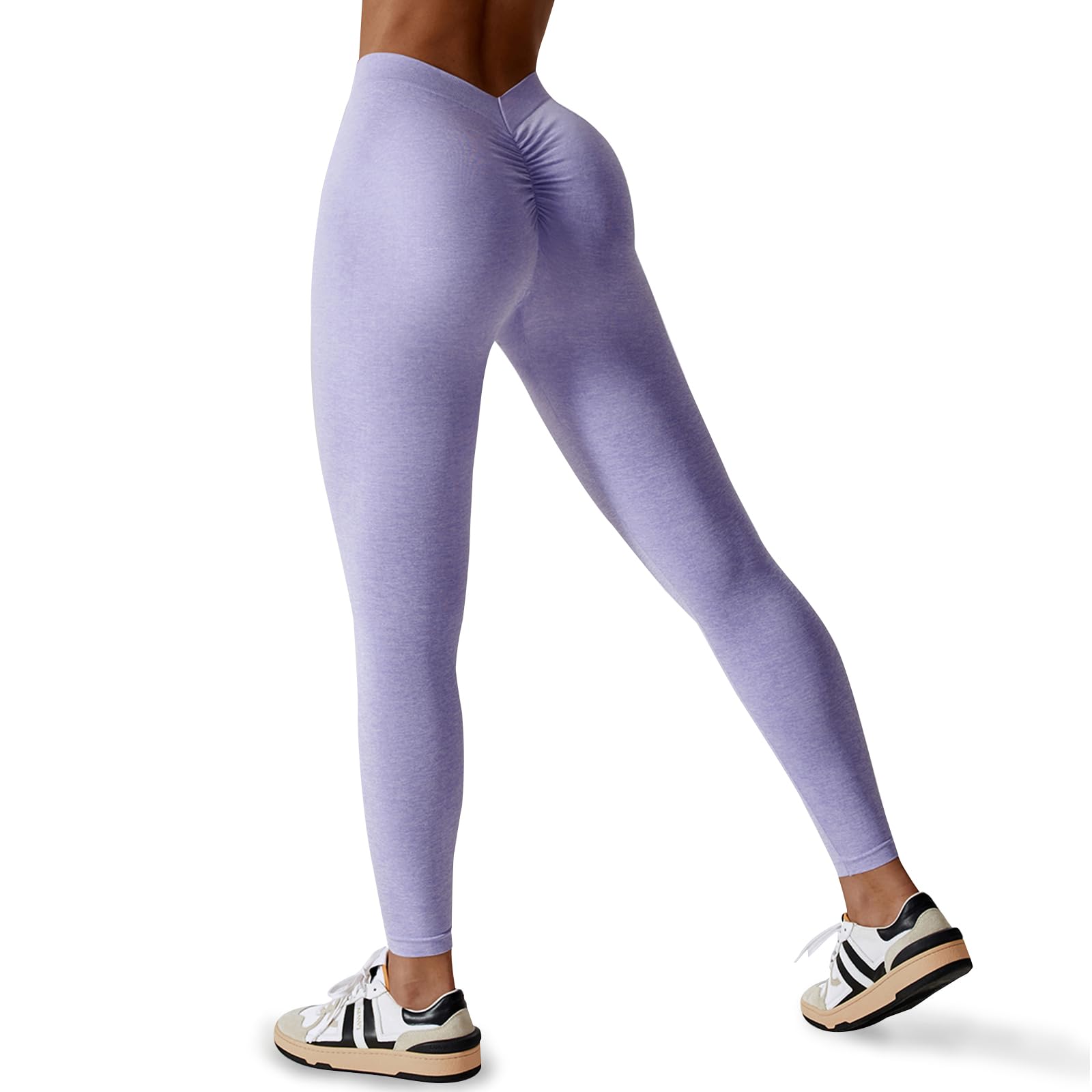 Seamless Scrunch Butt Lifting V Back Leggings - Purple