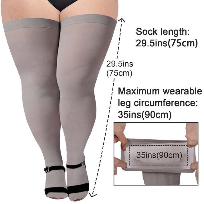 3 Pairs Plus Size Opaque Thigh High Socks Moon Wood