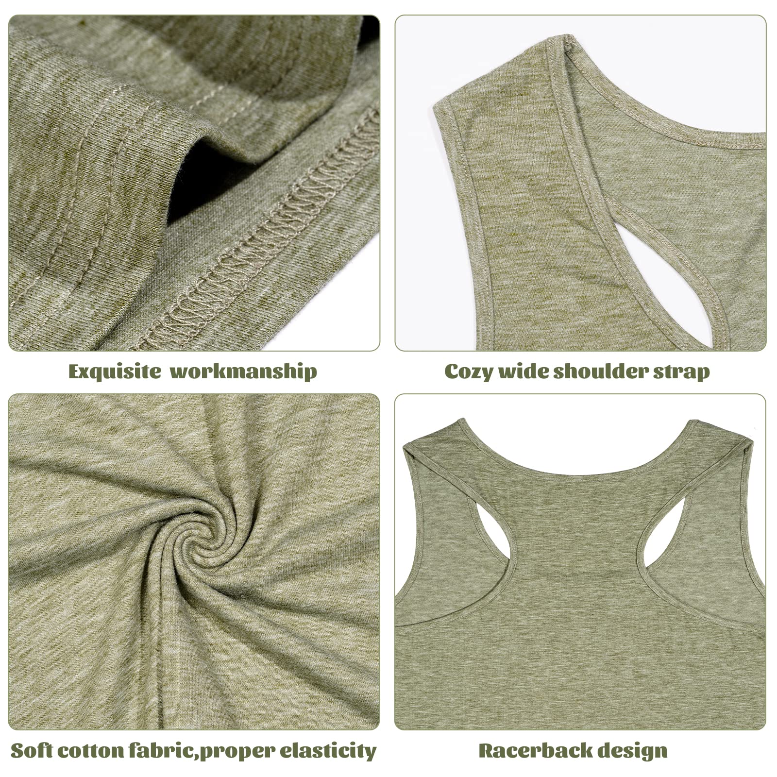 3 Pieces Basic Plus Size Tank Tops for Women-Black,Grey,Army Green - Moon Wood