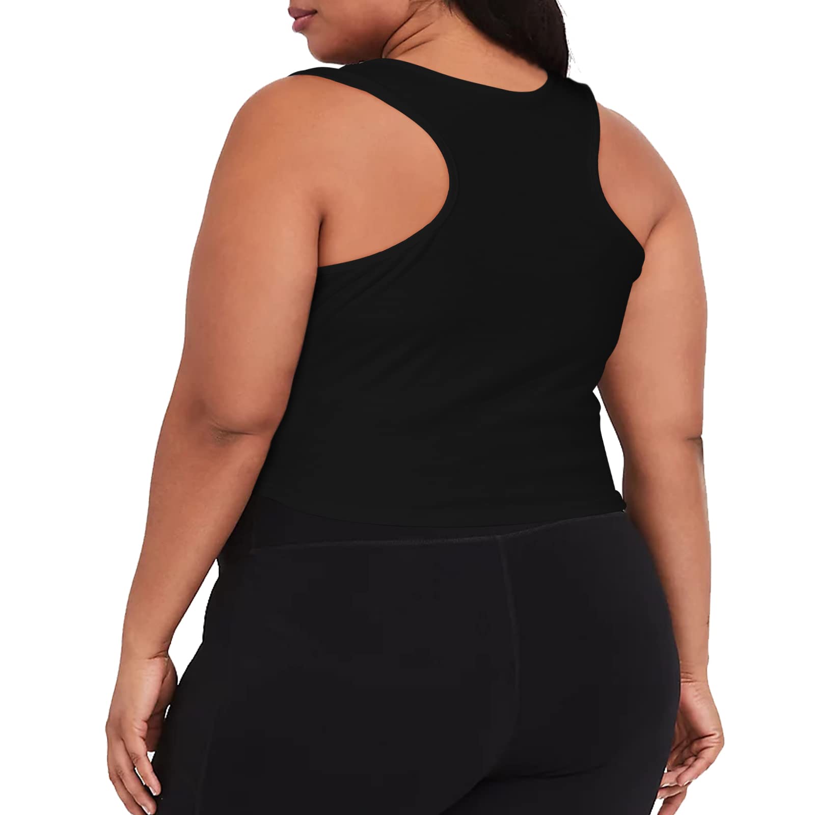 3 Pieces Basic Plus Size Tank Tops for Women-Black,Grey,Navy Blue - Moon Wood