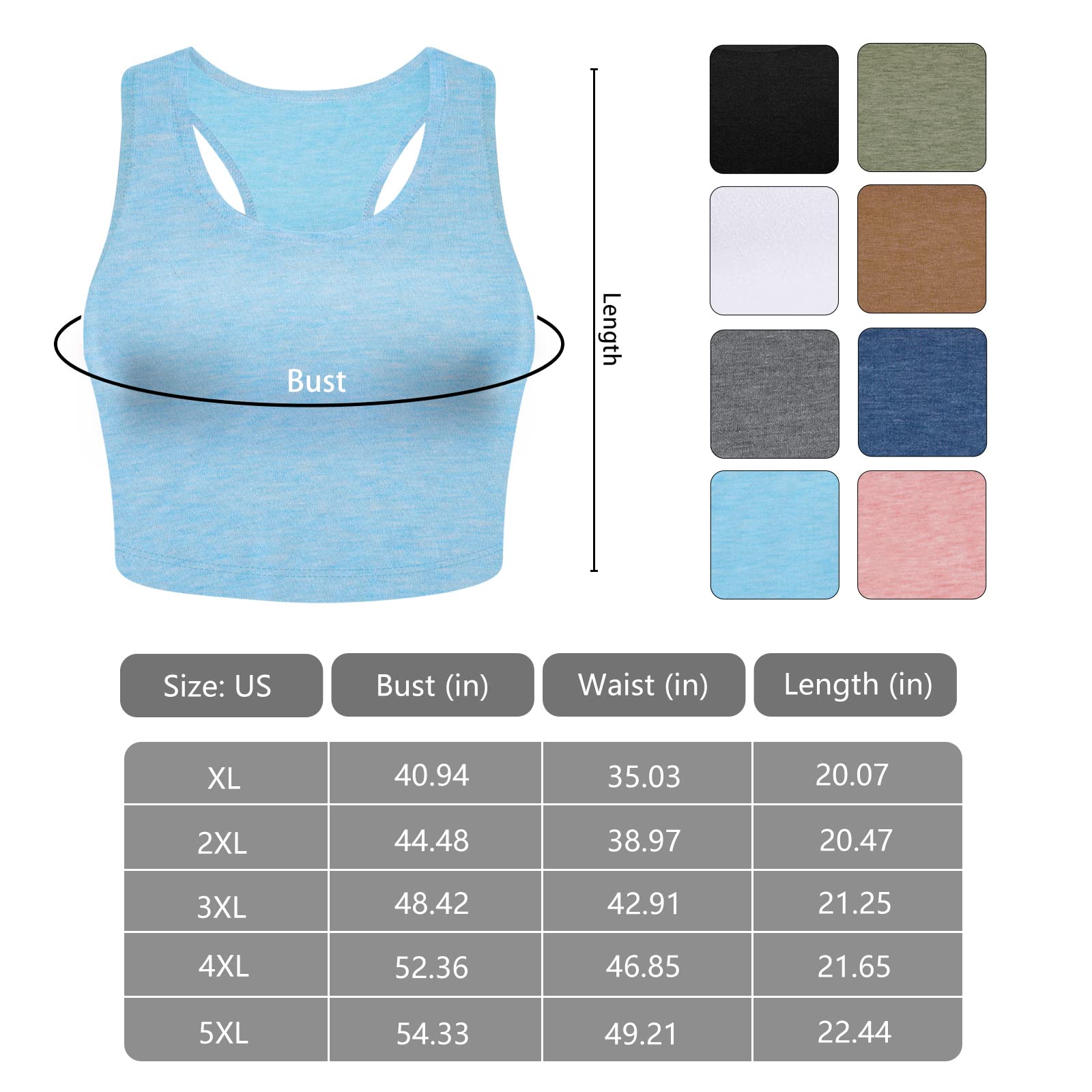 3 Pieces Basic Plus Size Tank Tops for Women-Pink,White,Blue - Moon Wood
