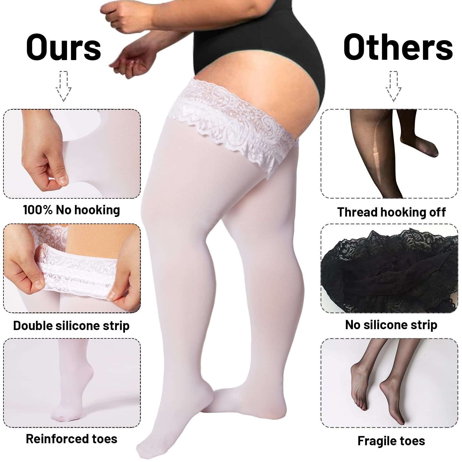 55D Semi Sheer Silicone Lace Stay Up Thigh Highs