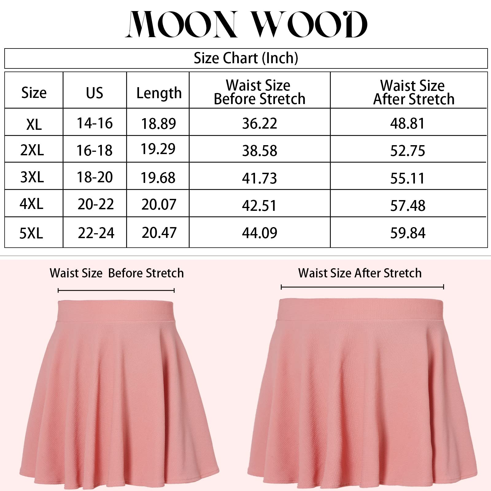 High Waisted Skater Skirt Plus Size-Pink