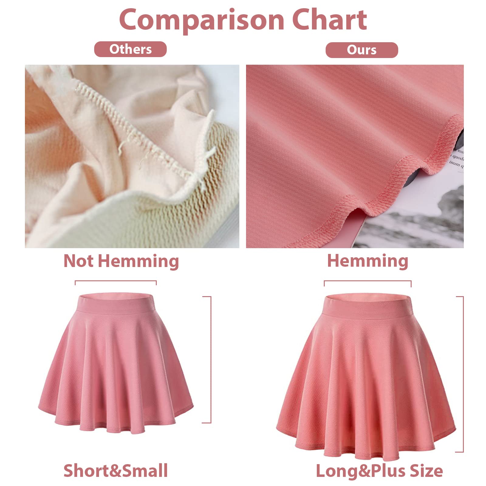 High Waisted Skater Skirt Plus Size-Pink丨Moon Wood