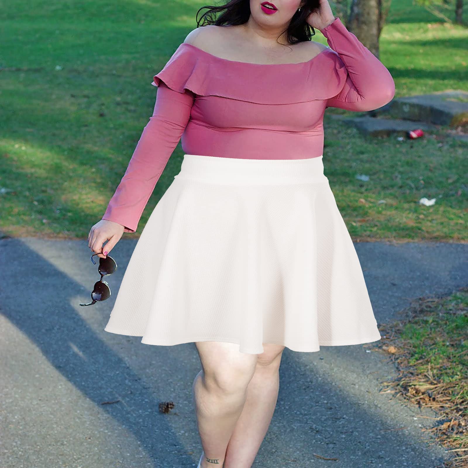 High Waisted Skirt Plus Size-Black丨Moon Wood
