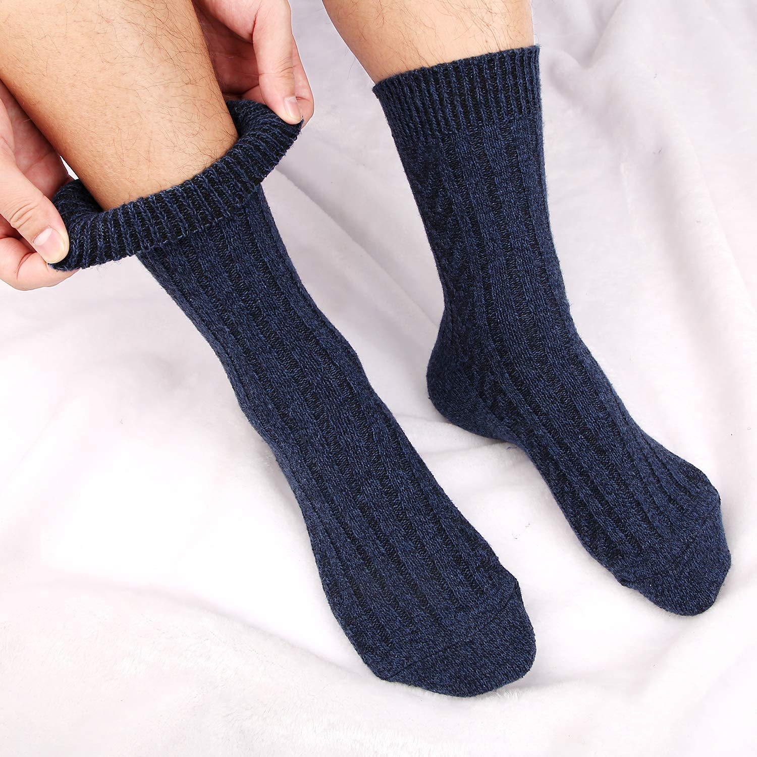 Knit Wool Blend Warm Crew Sock Causal for Man 5 Pack - Moon Wood