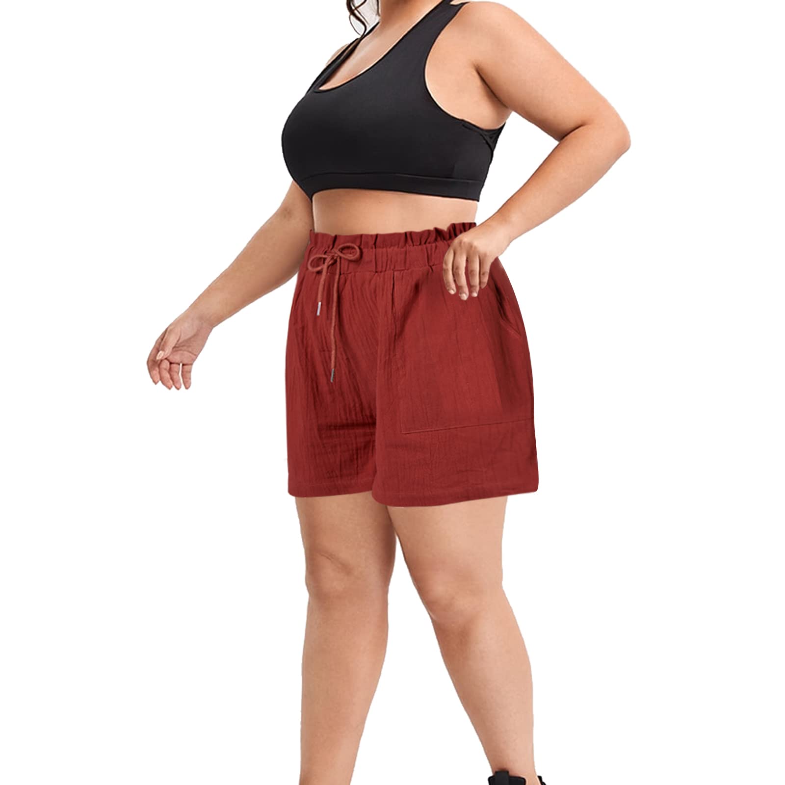 Linen High Waisted Women's Plus Size Shorts Moon Wood