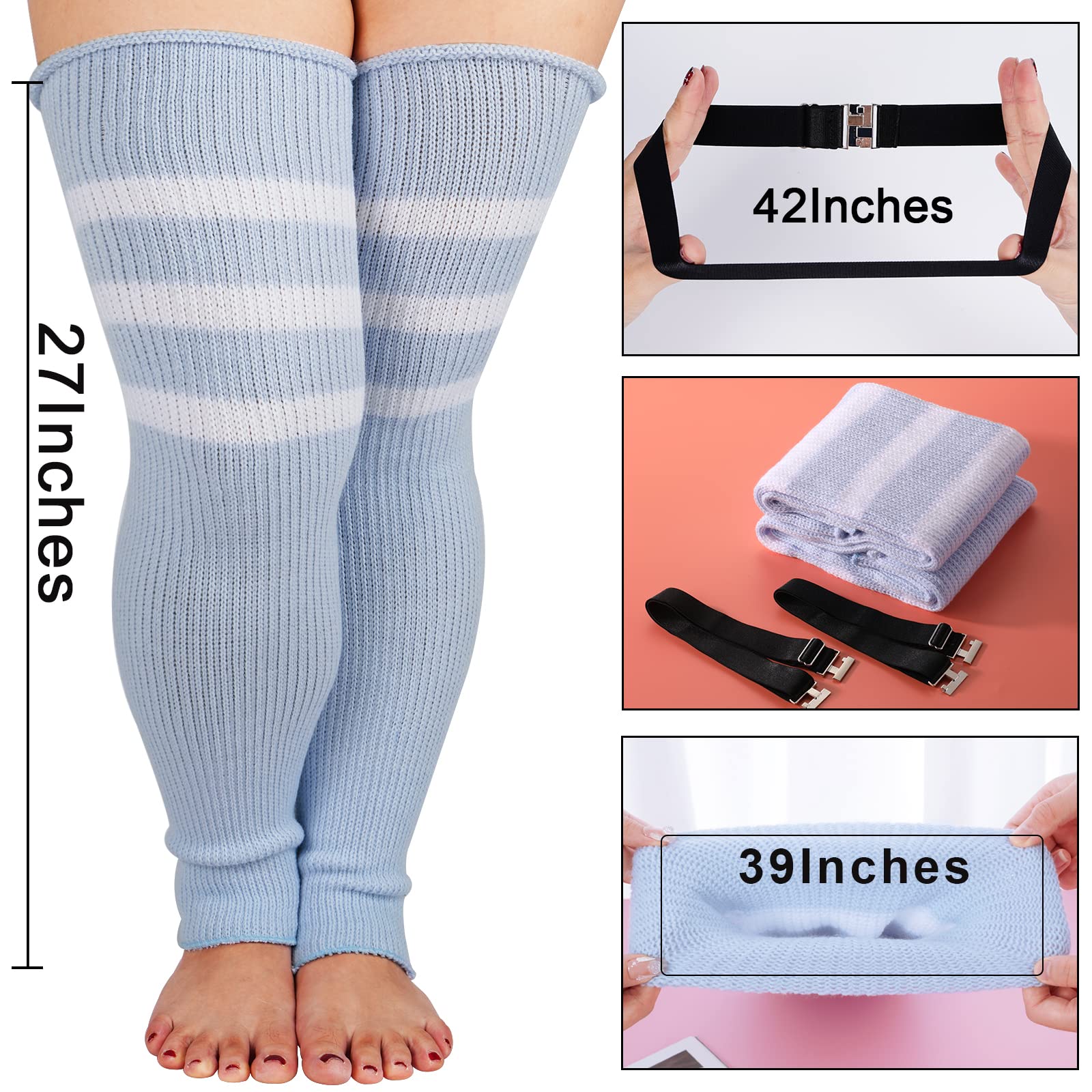 Plus Size Leg Warmers for Women-Black White