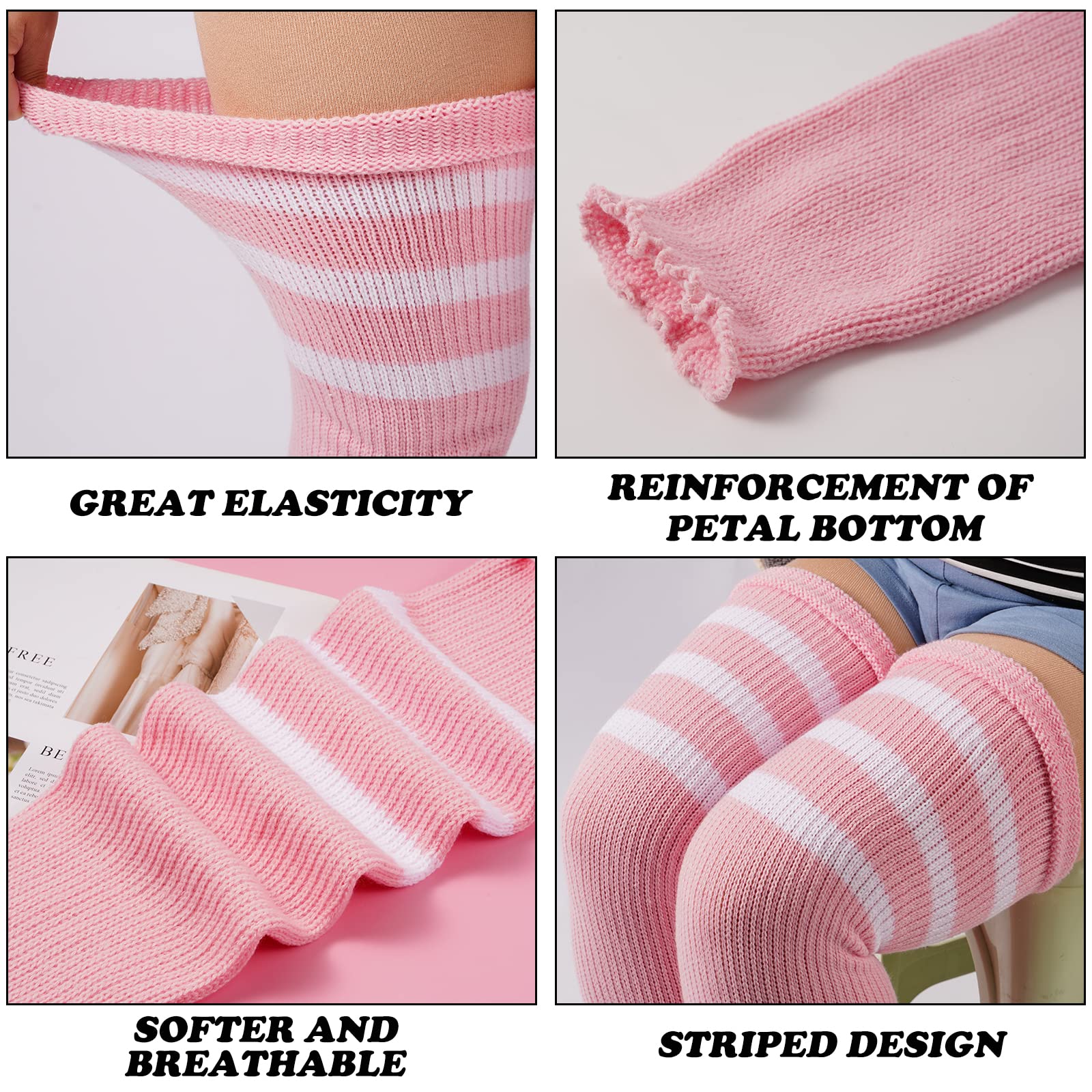 Plus Size Leg Warmers for Women- Pink White