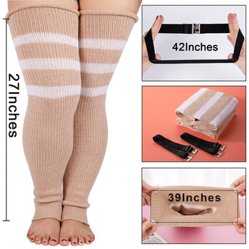 Plus Size Leg Warmers for Women-Beige