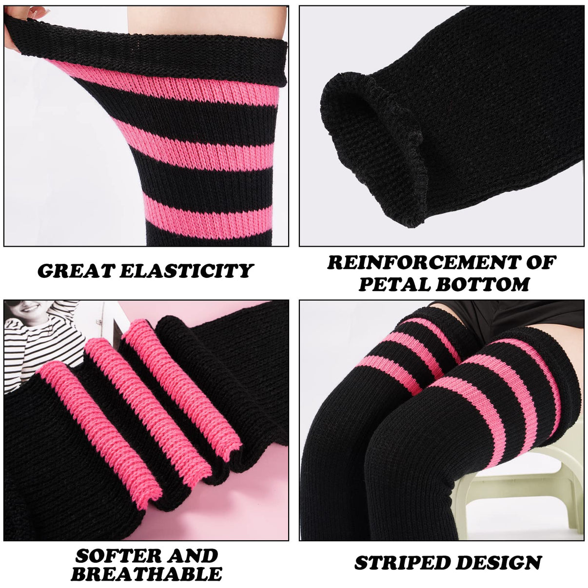 Plus Size Leg Warmers for Women Black & Pink Moon Wood