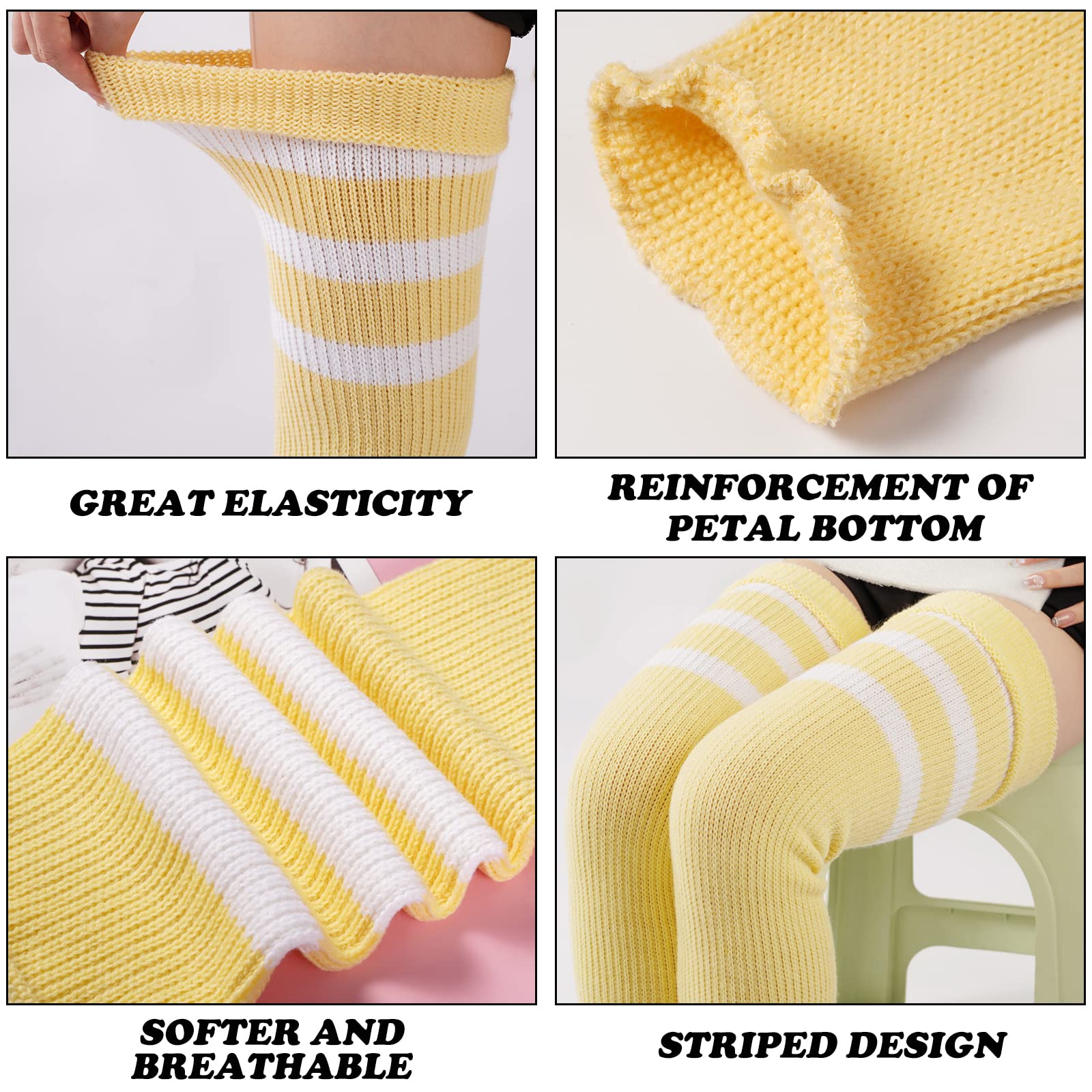 Plus Size Leg Warmers for Women-Cream Yellow & White